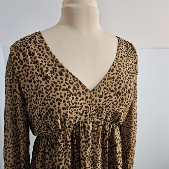 New Kori America Dress Womens Leopard Print Small NWT Cheetah Animal Midi Relax - Picture 6 of 16